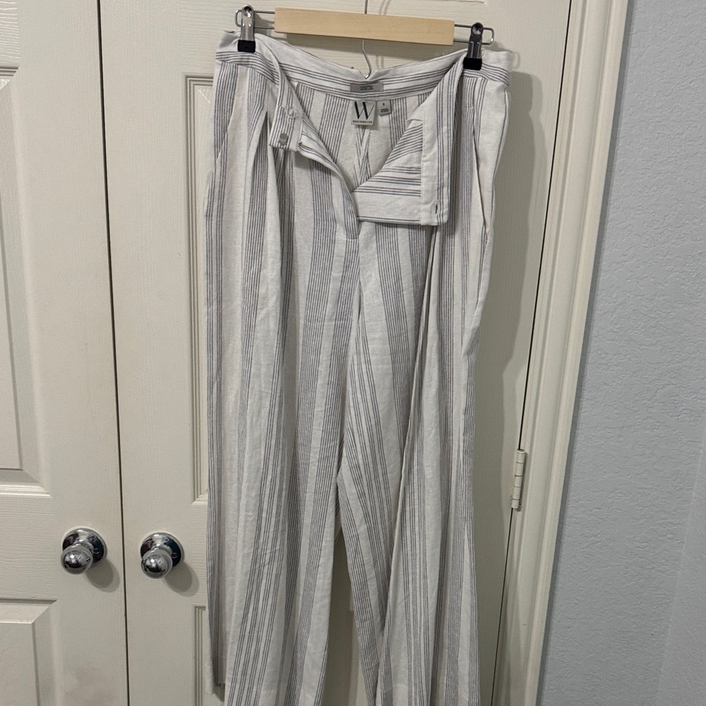 Worthington Gray Striped Wide Leg Pants